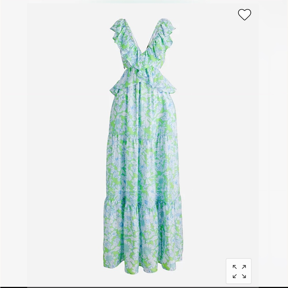 J.Crew Collection ruffle-trim cutout maxi dress in lime floral